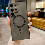 Juhtmevaba laadimise nahk Samsung Galaxy S24 S23 S22 S21 Ultra Plus &uuml;mbris matt pehme magnet MagSafe universaalne kaamera kaan for Galaxy S21 pruun