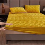 Paks korallfliisist tepitud voodi &Uuml;hev&auml;rviline lina &uuml;hev&auml;rviline King Queen Suurus Pehme soe sametine madratsikate, ei kuulu komplekti padjap&uuml;&uuml;r 90x200x30cm