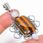 Natural Tiger Eye Gemstone Handmade 925 Sterling Silver Pendant 2.56 u7c13