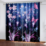 Troopilise taime lillelised liblikakardinad elutoa magamistuppa Must kaheinimese magamistoa kardin Korea toa sisekujundus 100W130H(CM)40x51in&Hook
