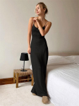 EDOLYNSA 2024. aasta suvine seksikas seljata silmkoeline p&auml;itseteta varrukateta m&auml;his Beach Maxi kleit ujumistrikoo bikiinid, katted Elegantne pidulik Bodycon komplekt K8 S must