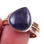 Naturaalne ioliidi kalliskivi K&auml;sit&ouml;&ouml; 925 Sterling H&otilde;be Kahev&auml;rviline S&otilde;rmus Suurus 10 N4f31 blue