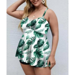 Suur suurus paks naine ujumistrikoo bokserid konservatiivne ujumistrikoo naiste seelikustiilis ujumistrikoo 4XL beige