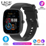 LIGE Uus Smart Watch Bluetooth Call Full Touch veekindel nutikas k&auml;ev&otilde;ru Tervise j&auml;lgimine Sport Fitness Smart Watch Silicone strap must
