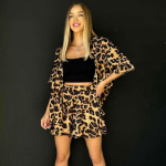 Suvine Leopardimustriline L&uuml;hike Kaheosaline Komplekt Naistele Moodne T&ouml;&ouml;le Sobiv Komplekt L&uuml;hikeste Varrukatega S&auml;rgid L&uuml;hikesed P&uuml;ksid 2-osaline &Uuml;likond Naiste Streetwear Suurused L black