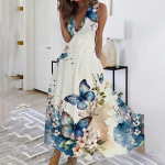 Naiste Boho lilleline Maxi Vest kleit Naiste suvine rannapuhkuse kiik p&auml;ikesekleit XXXL