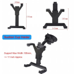 Universaalne tahvelarvuti hoidik auto peatoe tagaistme akna armatuurlaua kinnitus iPad Pro 12,9 11 10,5 10,4 &otilde;hu jaoks, Samsung Galaxy Tab S9 S8 S7 S6 A9 A8 A7 alus Suction Cup Holder must