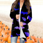 Naiste mood vabaaja Halloweeni tr&uuml;kiga keskmise pikkusega kardigan-jakkmantel M
