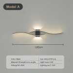 Moodne LED-ribaga seinalamp Double Curve kaugjuhtimispuldiga valgusti Voodikaunistused Mustkuldsed seinalambid Elutoa Magamistoa Led Fixtu Warm white-No RC
