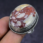 Silver Leaf Jasper Gemstone 925 Sterling Silver gift Jewelry Ring Size 9 i7K20