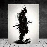 Vintage jaapani samurai plakat, tr&uuml;kitud l&otilde;uend Kaasaegne elutoa joonistamine kunstidekoor Must valge foto seinakaunistus 20x30cm