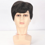 Men's natural color short straight hair 6inch