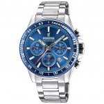 Festina Timeless Chronograph Roostevabast terasest Sinise sihverplaadiga Kvarts F20560-3 100M Meeste k&auml;ekell sinine