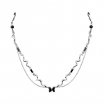 Y2K liblikakaelake naistele Vintage must tsirkoonist ripatsiga kaelakee Kahekihiline laineline ebakorrap&auml;rane rangluukett kaelakee Ehted S&uuml;nnip&auml;evakingitus must