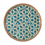 Round Woven Placemat Geometry Hand Boho 11.8 inch Rattan Table Mat for Kitchen Style A