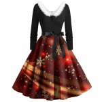 Naiste vintage pikkade varrukatega j&otilde;ulutr&uuml;kk 1950. aastate koduperenaise &otilde;htupeokleit S tumesinine