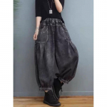 Lantern Jeans Naiste kevade ja s&uuml;gise elastne v&ouml;&ouml;koht lahtised trendip&uuml;ksid 2XL must