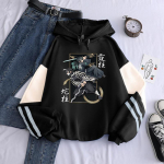 Jaapani anime deemonitapja Iguro Obanai tr&uuml;kitud kapuutsiga meeste naiste lapitehnikaga kapuutsid Kimetsu No Yaiba dressipluus Harajuku pullover XXL valge/must