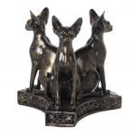 Kunstkristallkuuliga vitriin, must kass loomak&auml;ehoidja vaigust kuju skulptuur B