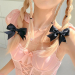 2 tk armsad aksessuaarid, topelt hobusesaba, kikis&otilde;lmega juuksen&otilde;elaga peakate, satiinist printsess t&uuml;druk, armas 2Pcs must