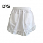 Naiste teenijakost&uuml;&uuml;m p&otilde;ll Valge volangide ja taskutega v&ouml;&ouml;kohtp&otilde;ll K&ouml;&ouml;gip&otilde;ll toiduvalmistamiseks, k&uuml;psetamiseks, grillimiseks valge