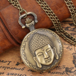 Vintage pronksist meeste naiste kvartsist taskukell ripats Araabia numbritega taskukell ketiga Loominguline Buddha pea Vanamoodne taskukell isale pronksi