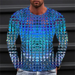 Uus meeste T-s&auml;rk mustriga gradient &uuml;markaelusega riided 3D printimine &otilde;ues igap&auml;evane pikkade varrukatega moelooja retro pluss suurus c S
