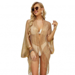 Suvine Beach Smock Hollow Out Tutt Decor P&auml;ikesekaitse Loose Quick Dry Swimsuit Cover-up Open Rannar&otilde;ivad Pont&scaron;o kardigan Ebaregulaarne Holiday Mid 50 cm h&otilde;be