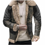 Talvine uue karusnahaga integreeritud meeste jope, paksendatud kunstnahast fliisist tr&uuml;kitud jakk 3XL hall v&auml;rv