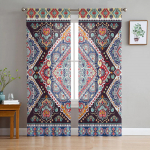 India Boho Paisley tekstuuriga &scaron;ifoonist l&auml;bipaistvad kardinad elutuppa magamistoa kodukaunistusteks akna Voiles t&uuml;llkardinad W135 x H115cm x1&Rod Pocket