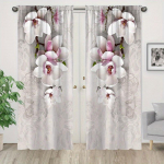 2 tk Elegantne Kuldse Lillemustriga Kardin Kodu Dekoratsiooniks Akna Katteks Magamistuppa, Kontorisse, K&ouml;&ouml;ki, Elutuppa ja &Otilde;ppetuppa W50H160(CM)x2PCS&Hook