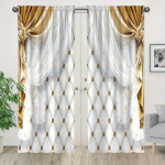 Kuldne teemant roosilill Lilleline akenkardinad elutuppa laste magamistoale vannitoale k&ouml;&ouml;k kontoriuksele kodukaunistus 2tk W120X270H(cm)x2Pcs&Grommet Top