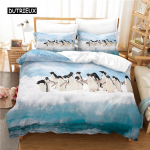 Pingviinide Voodipesukomplekt Tekikotikomplekt 3D Voodipesu Digitaaltr&uuml;kk Voodipesu Queen Size Voodipesukomplekt Moedisain 140x200cm 3pcs