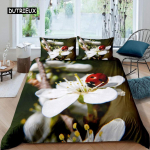 Lepatriinu tekikottide komplekt 3D lepatriinu tr&uuml;kiga voodipesukomplekt lastele poistele t&uuml;drukutele lendav entomoloogia 2/3 tk pehme kuningliku suurusega tekikate EU Double(200x200cm)