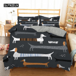 Dachshund Koeravoodi Komplekt, Armas V&auml;rviline Kutsika Tekikott, Multikakujuline Pol&uuml;ester Tekikate, Lemmiklooma Koera Kodu Tekstiilid King Queen EU single(135x200cm)