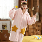 Naiste fliisist kapuutsiga hommikumantel Naiste printsess-mantel pahkluu Kerge puuvillane pehme kohev soe &scaron;erpa pulstunud kimono pruut L