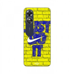Coque Oppo A17 logo just do it couleur bleu front jaune Maniacase