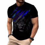 3D Lion Print Graphic T-s&auml;rgid L&uuml;hikeste varrukatega Meeste riided O-kaelusega Loomaprint Meeste r&otilde;ivad T-s&auml;rgid Meestele T&auml;navatopsid S