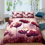 Lilleline tekikott moonidega Elavad kroonlehed Pungad Pastoraalne puhtus Looduskujundus Dekoratiivsed voodiriided Punane Roheline naistele t&auml;iskasvanutele 173x218cm 2pcs