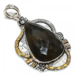 Labradorite Handmade 925 Sterling Silver Two Tone Pendant 2.48 d3m69