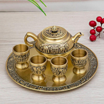 6 tk retro tsingisulamist teekomplekt, loominguline antiikvaskv&auml;rvi Kung Fu teekomplekt, teekann, teetassid, dekoratiivsed kaunistused 6pcs pronksi