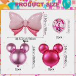 1set of pink mouse bow knot balloons, suitable for Minnie, Disney, baby shower, wedding, birthday, anniversary, party scene girl Other