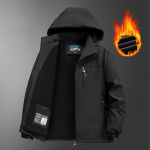 S&uuml;gis- ja talve paks mantel, kolmekindel k&otilde;rge tihedusega tuule- ja veekindel tormijope meeste vaba aja veetmiseks &otilde;ues, fliisvoodriga XXXXXL must