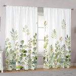 2 tk Digitaaltr&uuml;kiga Kardinad Rohelised Lilled Rohelised Lehed Maal&auml;hedase Stiiliga Kardinad Elutubadele K&ouml;&ouml;kidele Vannitubadele Koridoridele 100W130H(CM)40x51in&rod pocket