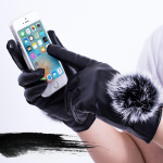 Naiste mood Palus talvesoojad PU-nahast kindad, karusnahast puuteekraaniga kindad