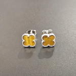 925 Sterling H&otilde;be Mitmev&auml;rviline Nelja Lehega Lillekujuline Naelk&otilde;rvar&otilde;ngas Plaatina 7mm Malahhiit K&otilde;rvar&otilde;ngas pruun