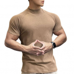Meeste fitnessi T-s&auml;rgid Slim Fit kilpkonnakaelusega l&uuml;hikeste varrukatega aluss&auml;rk J&otilde;usaali Fitness Tee Casual Base Layer Lihastop Treening Reisib&uuml;roo M valge
