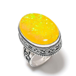 Natural Yellow Triplet Opal 925 Sterling Silver Jewelry Ring Size 8.5 a3d44