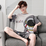 Uus pidžaamade puhkeriiete komplekt meeste suvine noorte l&uuml;hikeste varrukatega, lihtne vabaaja salongiriiete komplekt Plus Fat Plus Size poiste pidžaama L