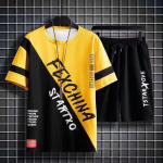 &Uuml;likonnad meestele Suvi Meeste riided Mood Spordidressid Vabaaja J&auml;&auml;siidist T-s&auml;rk + L&uuml;hikesed p&uuml;ksid Korvpallikomplekt Spordir&otilde;ivad Meeste komplektid S kollane